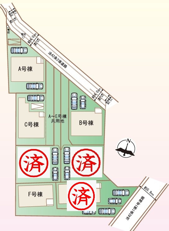 新築戸建　全７区画　残４区画の区画図
