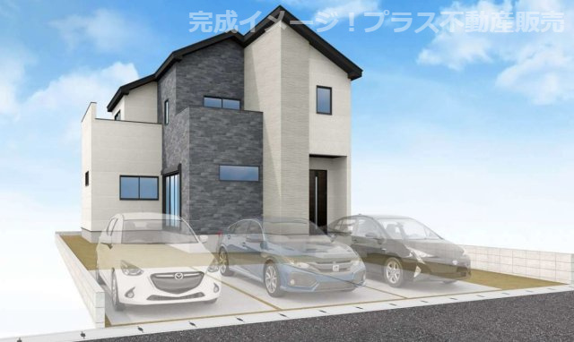 【外観】 | 福岡市西区富士見1丁目1期　1号棟（全3棟）【仲介手数料無料・0円】 | 完成イメージの外観パースです。建築中の物件は、お近くのモデルハウスも一緒にご覧頂けます。