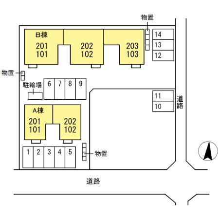 セジュール将軍野東Ａ101の区画図