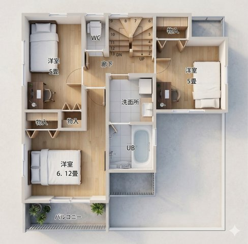 戸塚区上柏尾町　新築戸建ての完成予想図|◆2階の間取りイメージ
