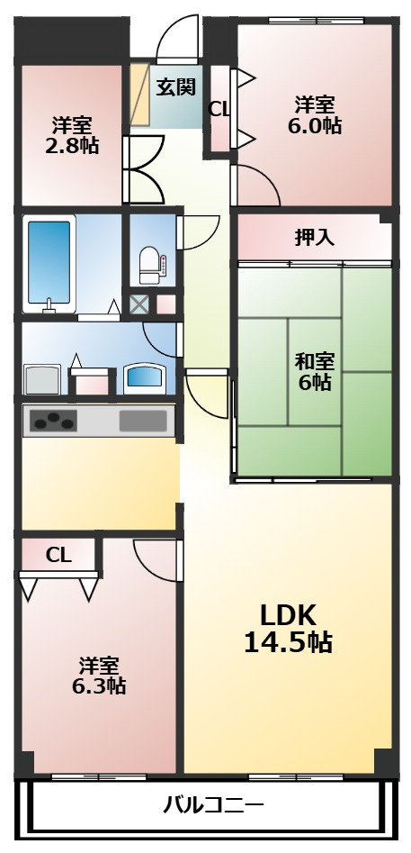 府中市天神町１丁目の賃貸マンションの間取り