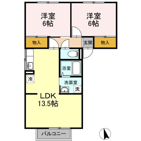 トゥインクルコート桑原Ｂ201の間取り