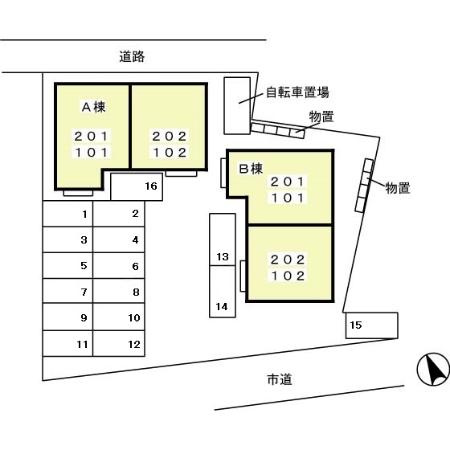 トゥインクルコート桑原Ｂ201の区画図