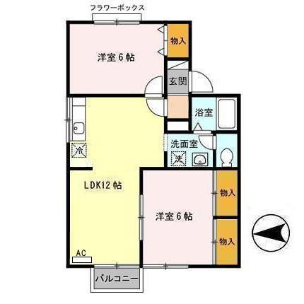メモリー三千刈Ｂ202の間取り