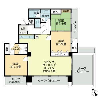 熊本市中央区草葉町の賃貸マンションの間取り