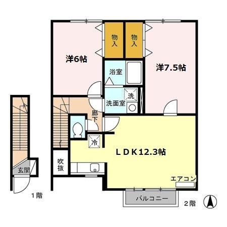 モーニンググローリーＢ202の間取り