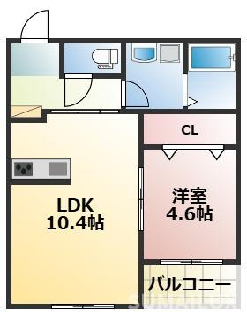 熊本市東区若葉３丁目のアパートの間取り