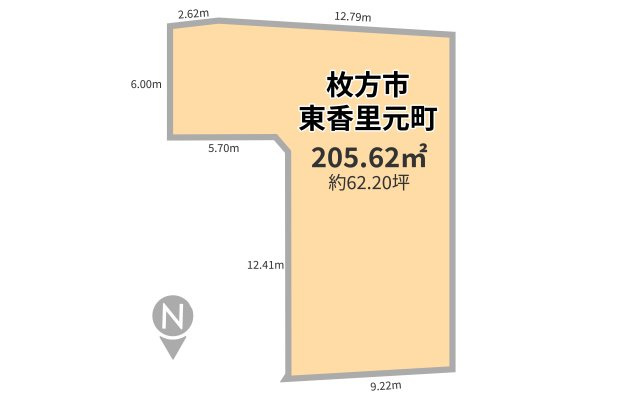 【建築条件無し】東香里元町売り土地