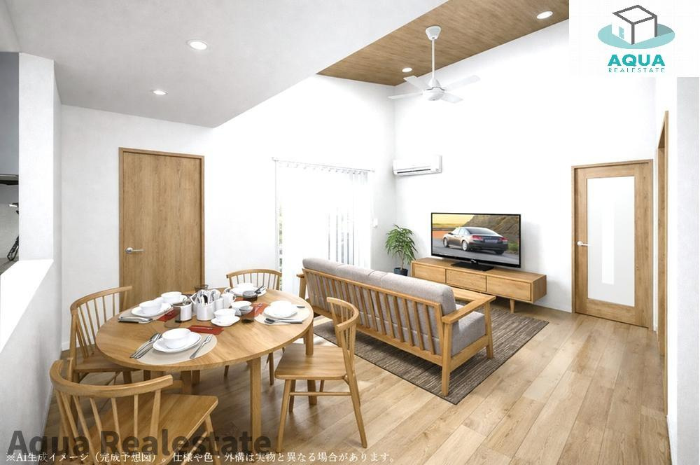 高松市香川町大野の新築一戸建の居間・リビング|ゆったり過ごせる居間です