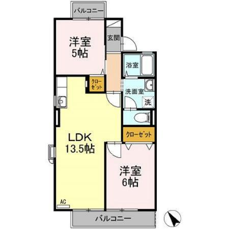 グランディール庚午北 B棟の間取り