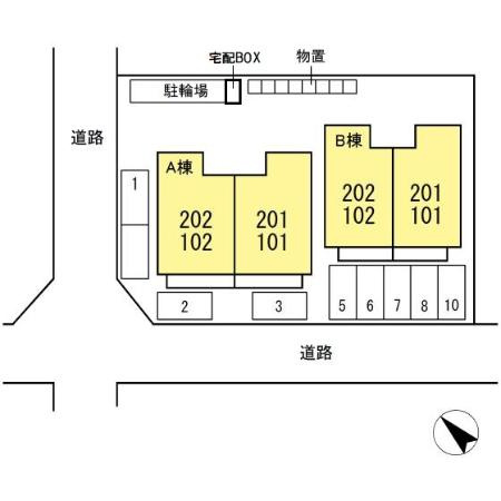 グランディール庚午北 B棟の区画図