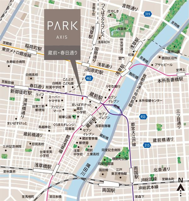 パークアクシス蔵前・春日通りの地図