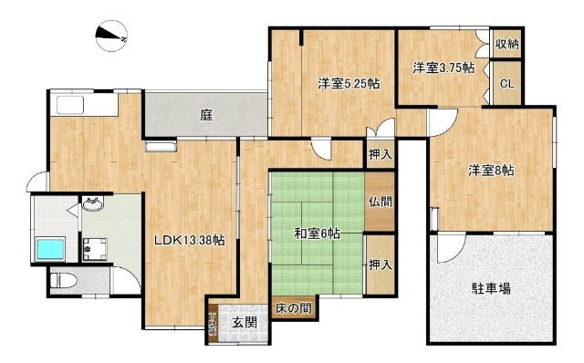 横尾町2408-2・2408-3平屋の間取り