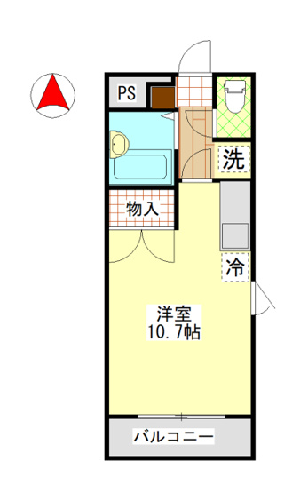 【間取り】 | コンフォール | 岡山市北区下中野　コンフォール　1K　間取り