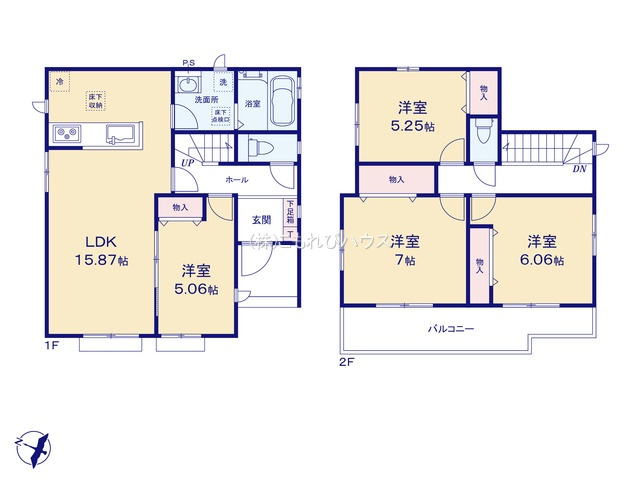 第7上尾二ツ宮　新築一戸建て　ハートフルタウン　2-Aの間取り|【全15棟・2-A号棟】第7上尾二ツ宮　新築一戸建て　ハートフルタウン　2-A
・4LDK・土地面積110.01m2・建物面積94.40m2