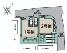 桶川市北1丁目8期　全2棟　2号棟の区画図