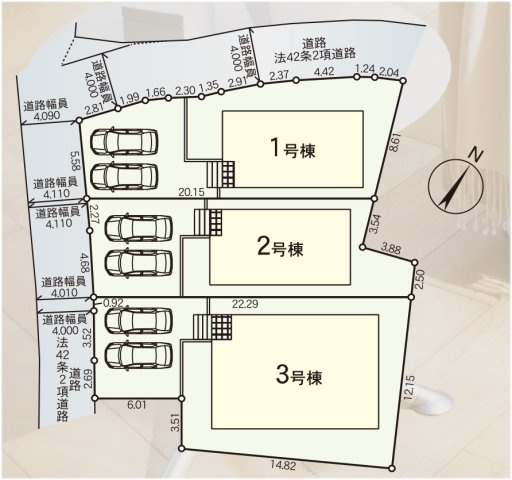 鳥栖市村田町第6 1号棟の区画図