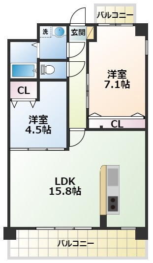 熊本市中央区水前寺３丁目の賃貸マンションの間取り