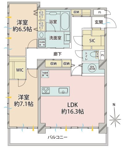 ■2LDK、専有面積：	82.21平米、バルコニー面積：11.86平米