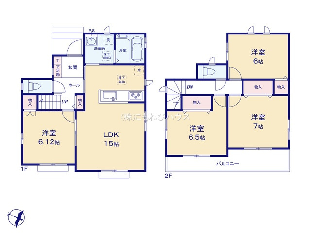 第7上尾二ツ宮　新築一戸建て　ハートフルタウン　2-Cの間取り|【全15棟・2-C号棟】第7上尾二ツ宮　新築一戸建て　ハートフルタウン　2-C・15LDK・土地面積110.03m2・建物面積93.78ｍ2