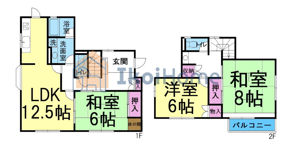 神戸市西区春日台9丁目　中古戸建の間取り|3LDKの間取り！和室洋室ございます！各部屋収納完備！各部屋6帖以上で広々しております♪
