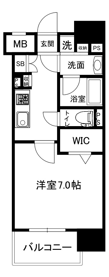 大阪市中央区南船場３丁目の賃貸マンションの間取り
