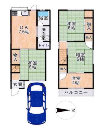 箕面市新稲６丁目　中古戸建の間取り