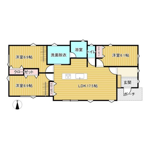 山形県山形市西田4-2-25南棟の間取り|3LDK