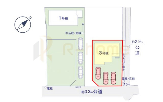 取手市宮和田15期　新築戸建て　3号棟の区画図|大きなお買い物だからこそ、メリット・デメリットを伝えさせて頂きます。
R-homeにお任せください♪