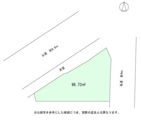 【土地】鶴ヶ島市五味ヶ谷建築条件無し売地の土地図