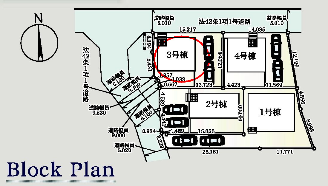クレイドルガーデン前橋市稲荷新田町第３　３号棟の区画図|駐車場は２台以上とめられます！