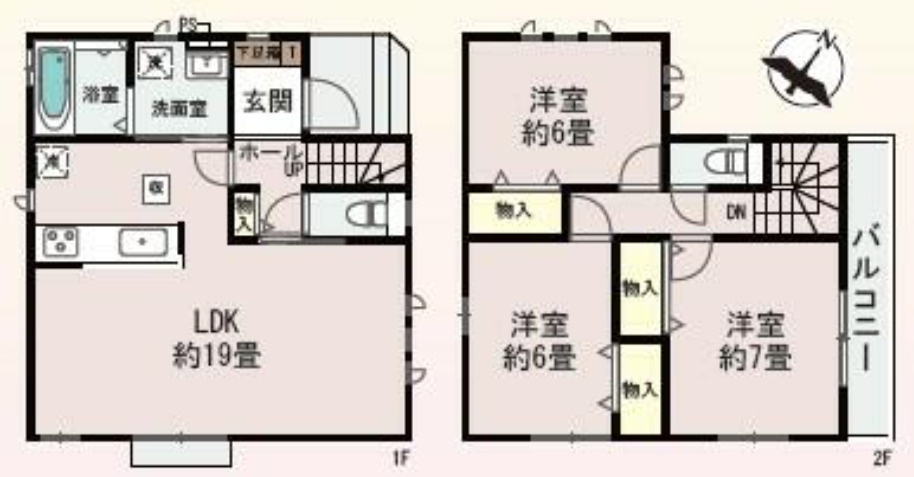 加古川市加古川町本町（全2）B号棟の間取り|3LDKです。