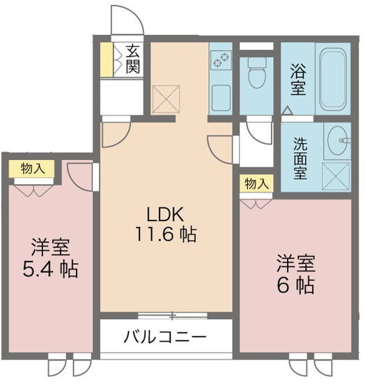 【間取り】 | ノース　ユニヴェール | LDKを中心とした、全室南向きのお部屋です
