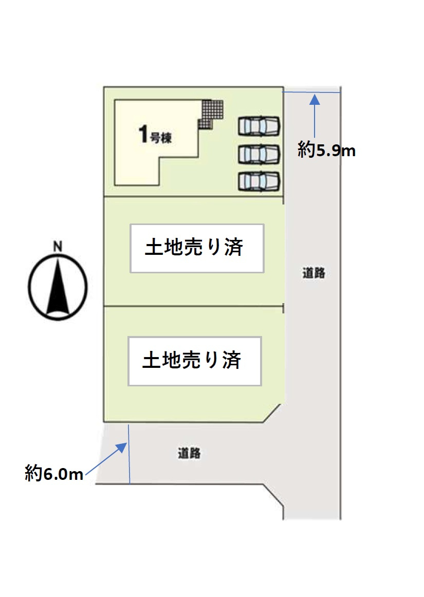 福岡市西区富士見1丁目第1-3棟（1号棟）の区画図|配置図（1号棟）