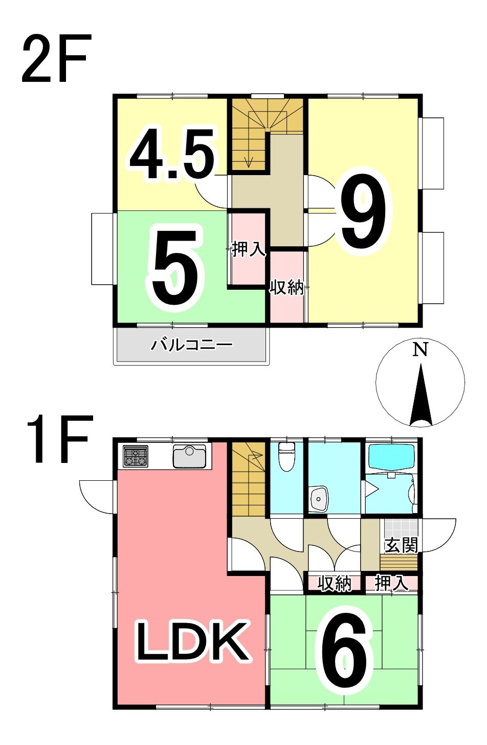 中古戸建　足利市葉鹿町の間取り