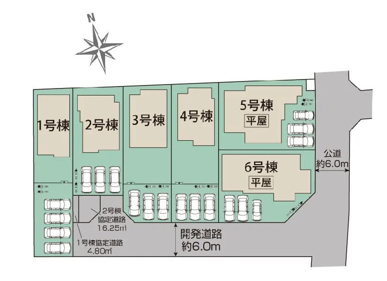 【ブルーミングガーデン】　宇都宮市江曽島町　全6邸の区画図|〇全6邸〇