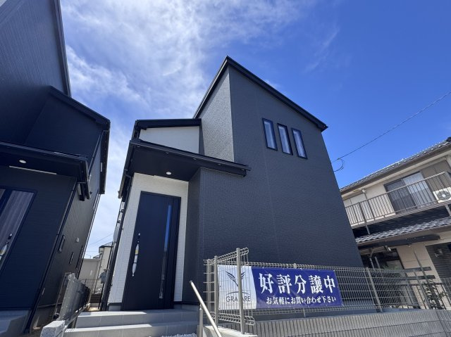 柏市逆井藤ノ台新築戸建【藤心小学校：7分】の外観|1号棟外観・完成済み内覧可能です！