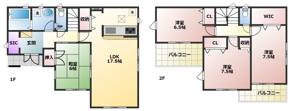加須市多門寺　中古一戸建ての間取り|SIC付きで散らかりがちな玄関もすっきり片付きます♪