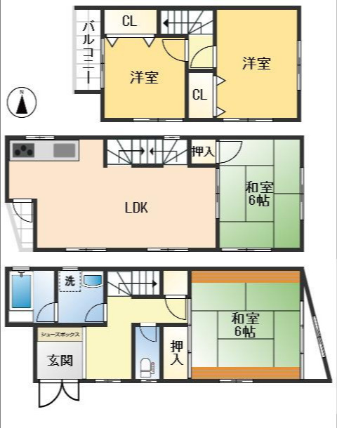 吹田市清水　中古戸建の間取り