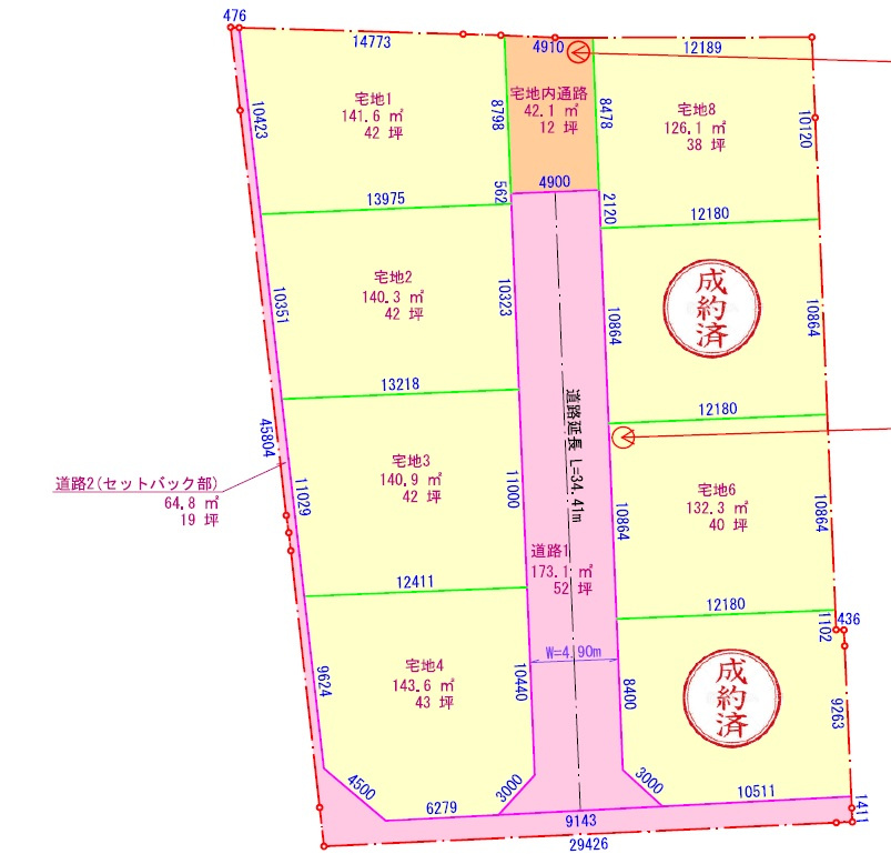 鴨部　建築条件付き　売土地　8号地（全8区画）