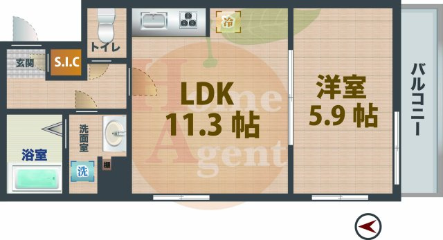 【間取り】 | THE　PALMS　MUSE新江古田 | 1LDKのお部屋です。