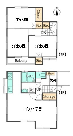 東松山市加美町戸建ての間取り|洋6 洋6 洋6  LDK17.0　