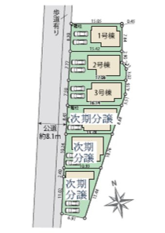 八王子市　四谷町　新築一戸建て　２期の区画図|～全6棟の新しいコミュニティーが誕生～