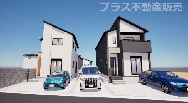 【外観】 | 春日市桜ヶ丘6丁目2期　3号棟（全4棟）【仲介手数料無料・0円】 | 完成イメージの外観パースです。