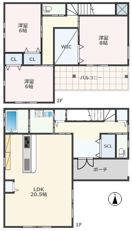 出仲間8丁目貸家の間取り