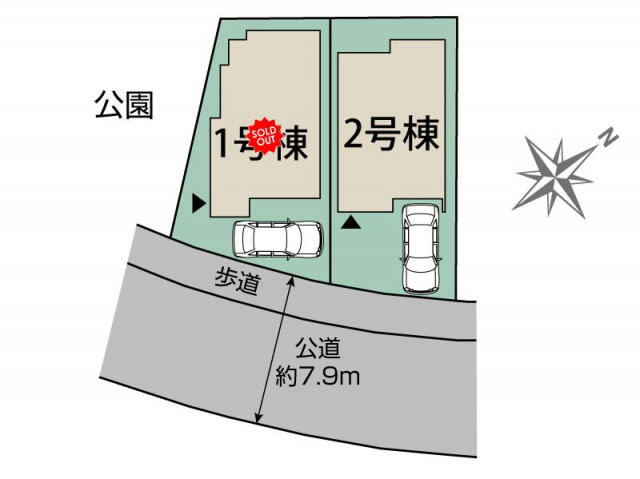 ブルーミングガーデン　船橋市芝山７丁目２棟／１期２号棟の区画図|船橋市芝山7丁目2棟区画図