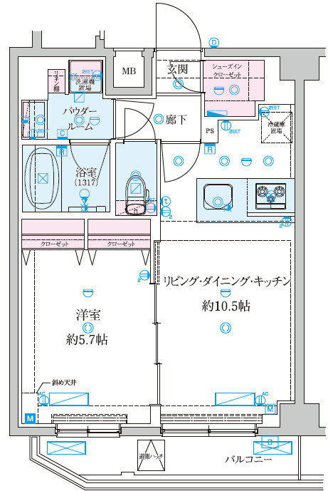 足立区千住龍田町の賃貸マンションの間取り