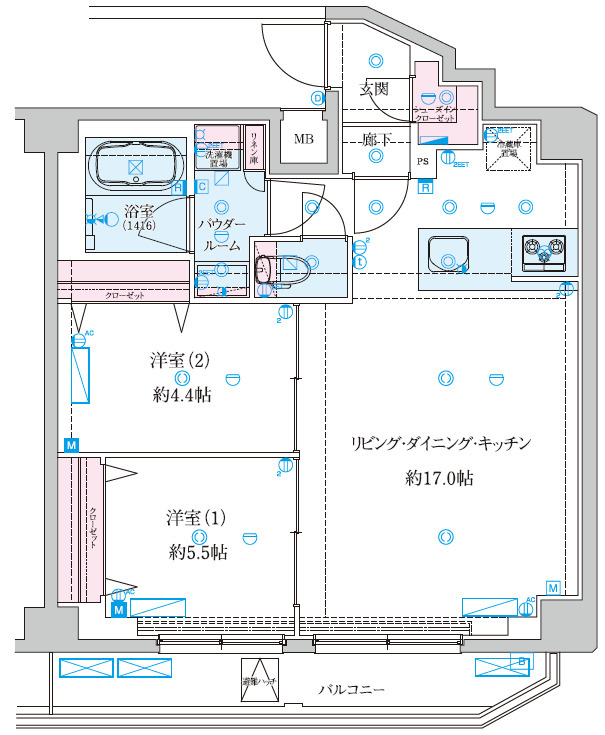 足立区千住龍田町の賃貸マンションの間取り