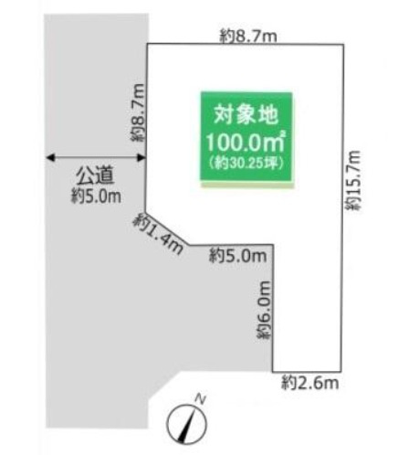 敷地面積30坪　売地　川越市藤間