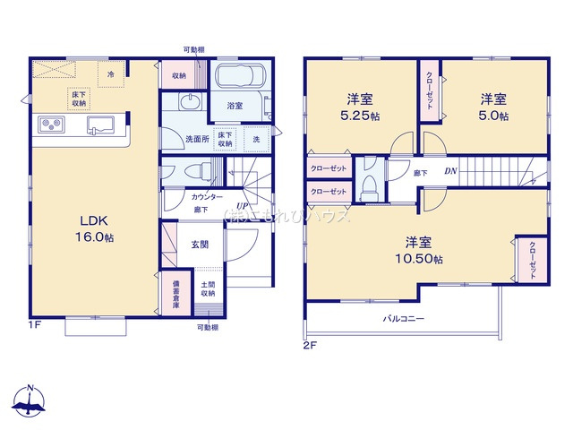 桶川市坂田　新築一戸建て　02の間取り|桶川市坂田　新築一戸建て　02・3LDK・土地面積113.34m2・建物面積90.87m2